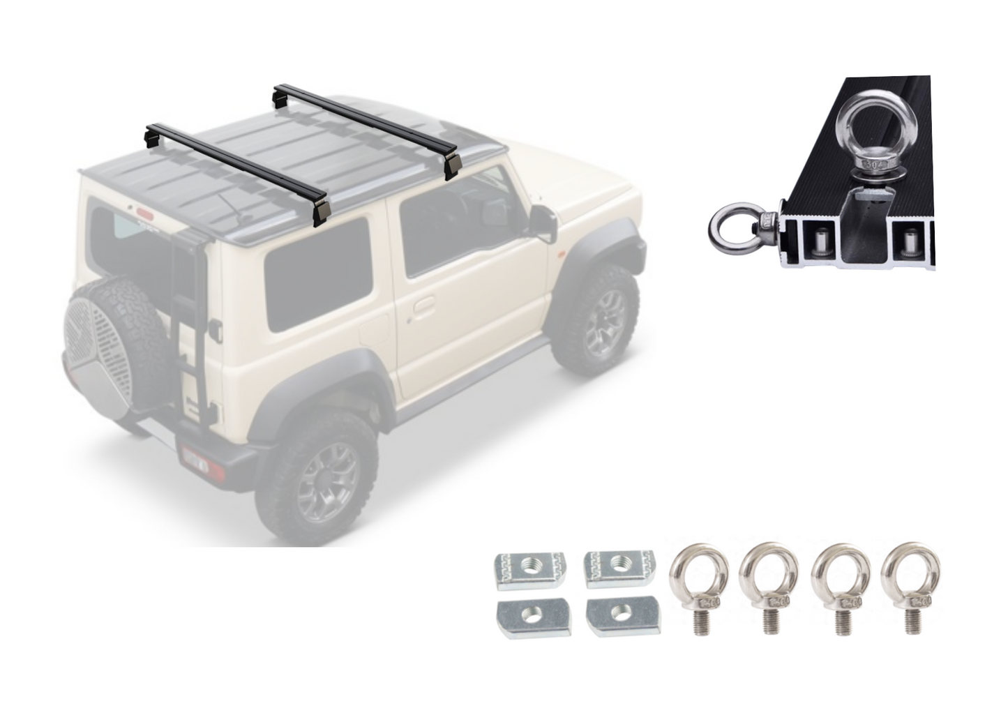 Set of 2 Cross Bar Roof Racks for Suzuki Jimny 2018-2025