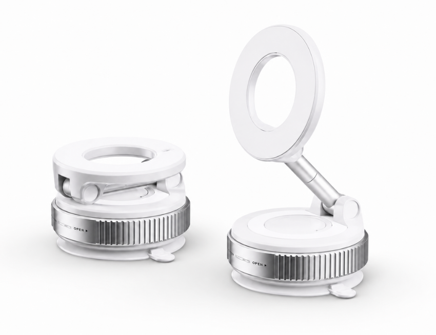 Universal Suction Phone Mount in White and Silver