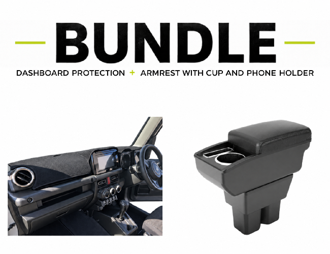 Suzuki Jimny Armrest & Dash Mat Bundle | Cup & Phone Holder
