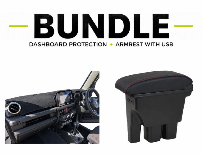 Suzuki Jimny Armrest & Dash Mat Bundle | Front & Rear USB